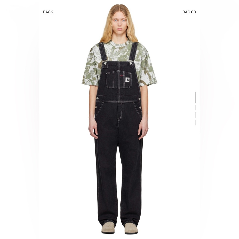NWT   CARHARTT WORK IN PROGRESS   Black Bib Straight Denim Overalls   Size 26